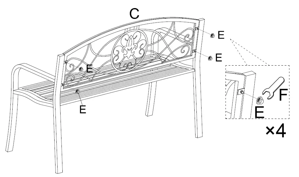 Outsunny-84B-284-2-Seater-Metal-Frame-Bench-FIG-4