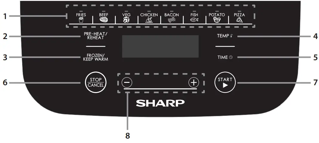 SHARP AF-GS552A Digital Air Fryer - CONTROL PANEL