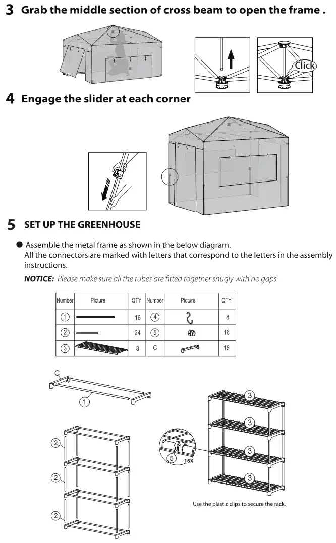 RebateKey Suiyuaneryu-69 Pop Up Greenhouse with Shelves - Set-up Instructions 2