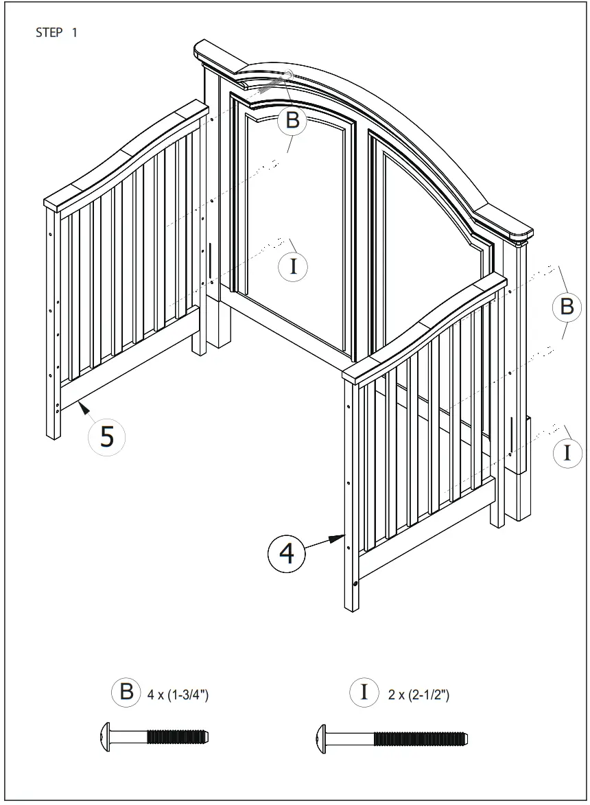 evolur AI-905-00 Westbury 5 In 1 Convertible Crib - ASSEMBLY 2