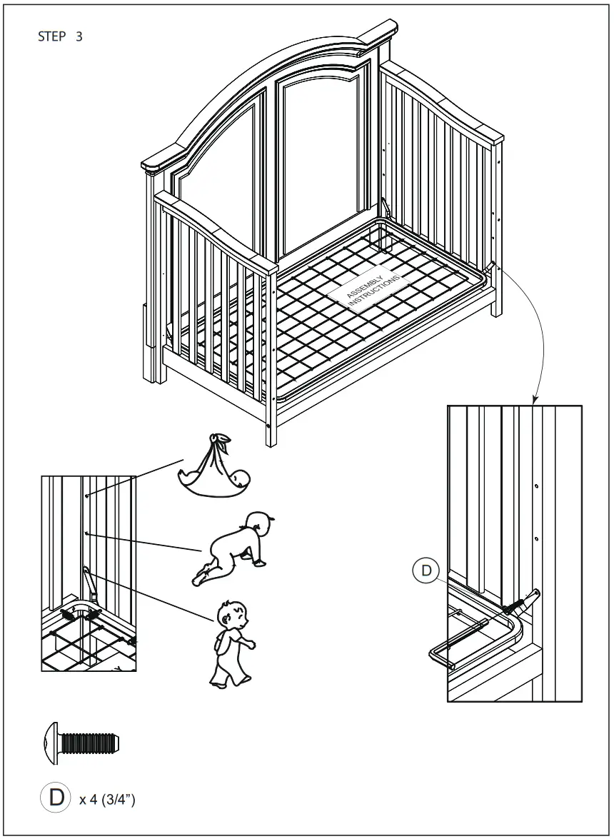 evolur AI-905-00 Westbury 5 In 1 Convertible Crib - ASSEMBLY 4