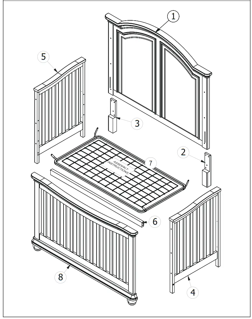 evolur AI-905-00 Westbury 5 In 1 Convertible Crib - Parts 1