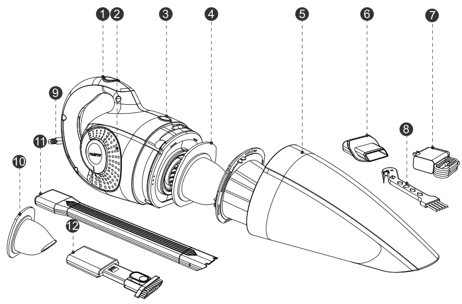 ThiEYE VacKit 1 Handheld Cordless Vacuum Cleaner - lay out