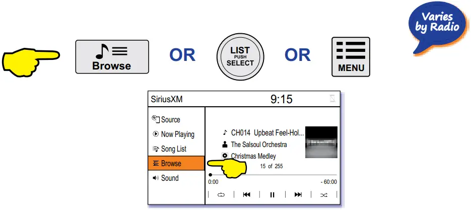 VAIS TECHNOLOGY SXV300 SiriusXM Satellite Radio Interface - List or Menu