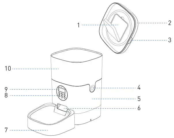PETLIBRO PLAF001 4L Automatic Pet Feeder - Product Diagram Front View