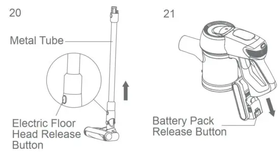 FIG 20 Disassemble electric floor head and metal tube