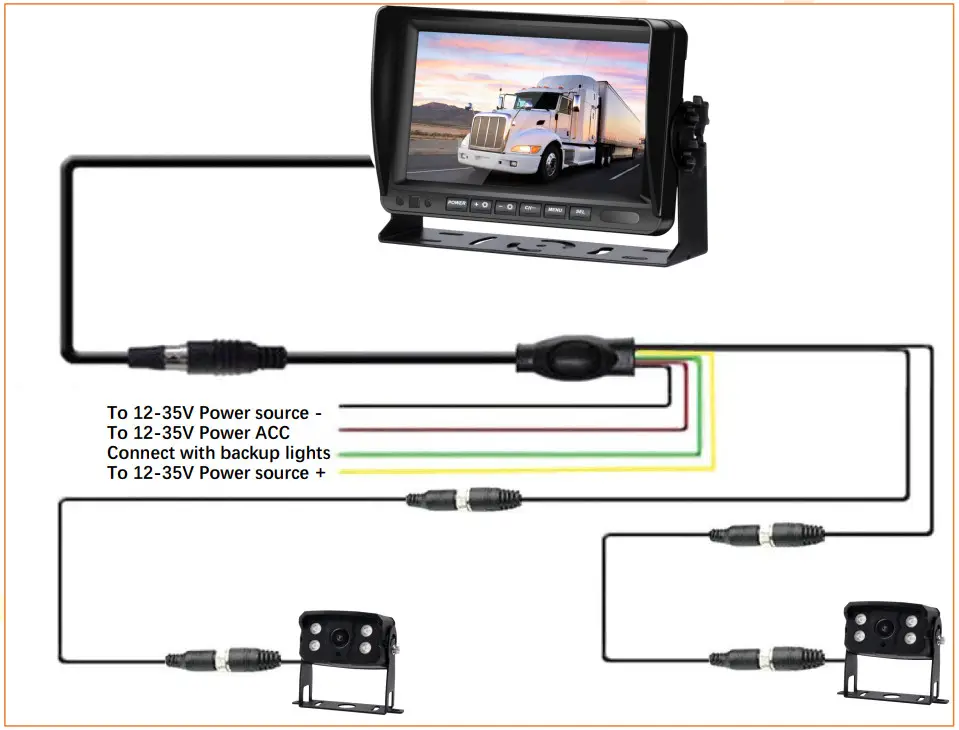 VEKOOTO N72 Backup Camera with 7 Inch Monitor and DVR - Wiring instructions