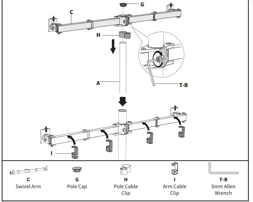 V I V O STAND-V002 W WD Steel Dual Monitor Desk Mount - ASSEMBLY STEPS 6