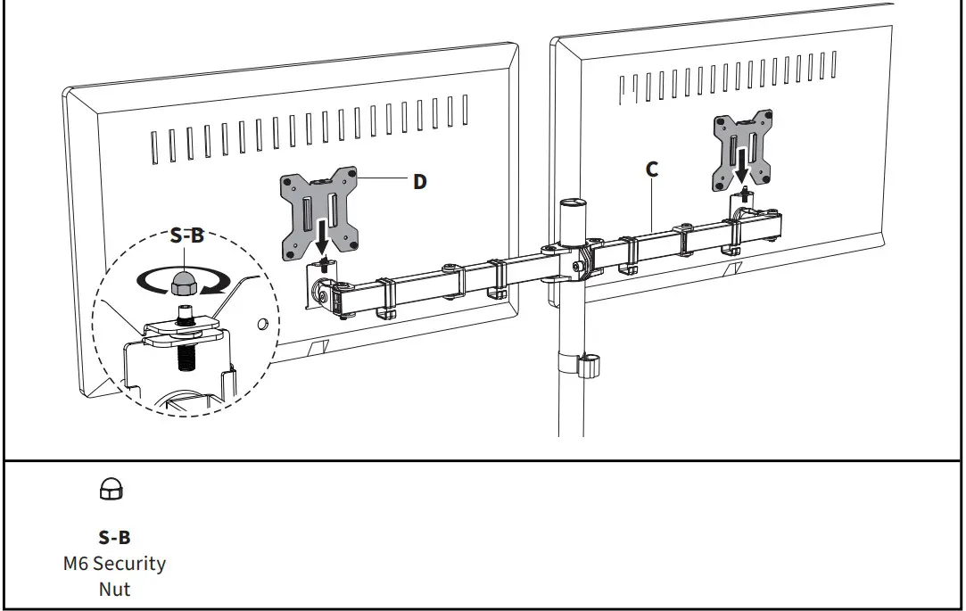 V I V O STAND-V002 W WD Steel Dual Monitor Desk Mount - ASSEMBLY STEPS 8