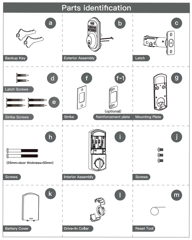 Kaadas KA201 Smart Door Lock - parts1