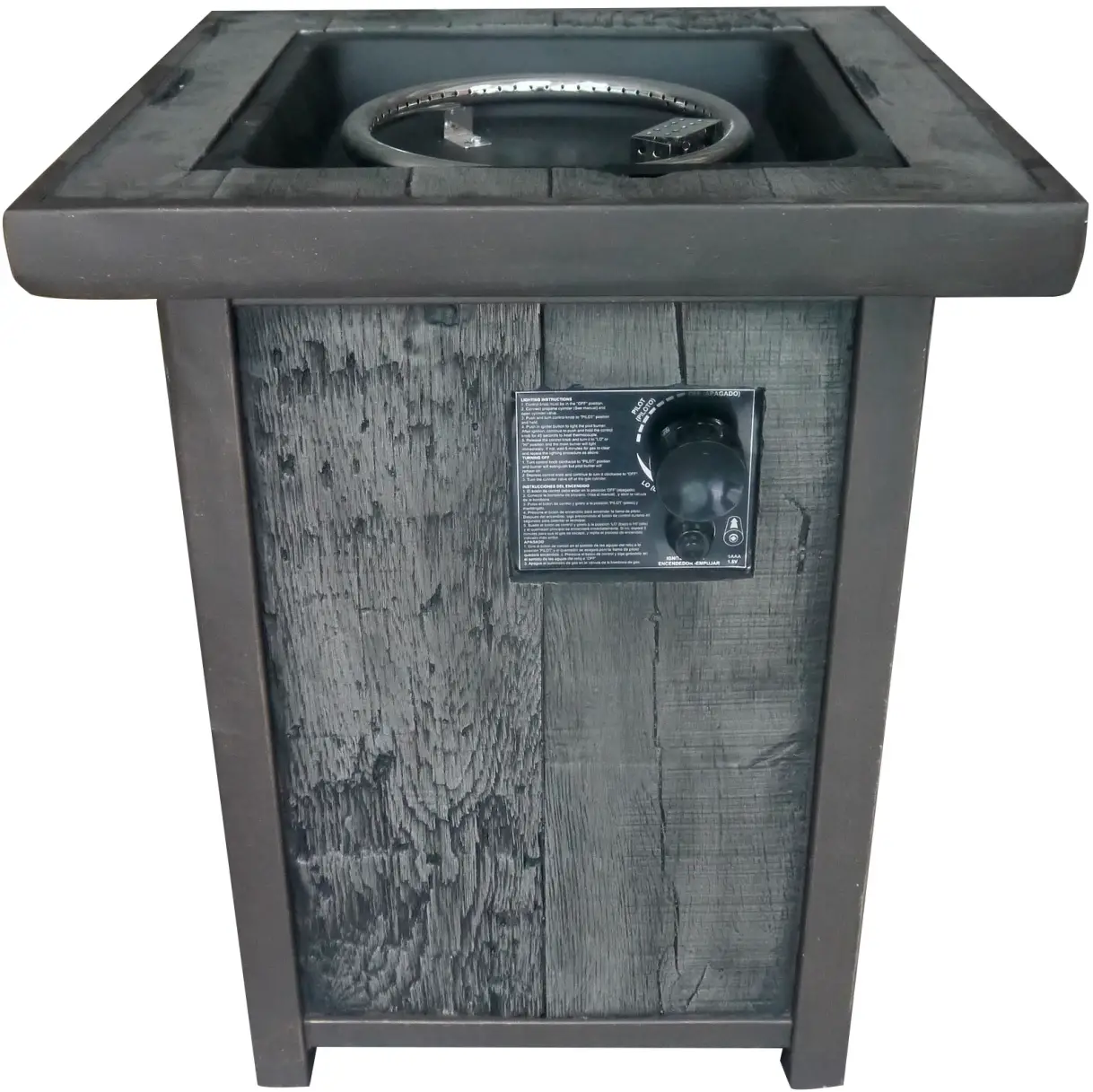 Sunnydaze WAR-833 Cast Stone and Weathered Wood Propane Fire Pit Table