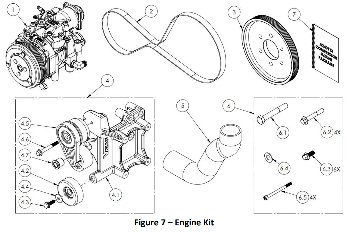 VMAC A24113 OEM Compressor Mount Package for CR70 - Engine Kit