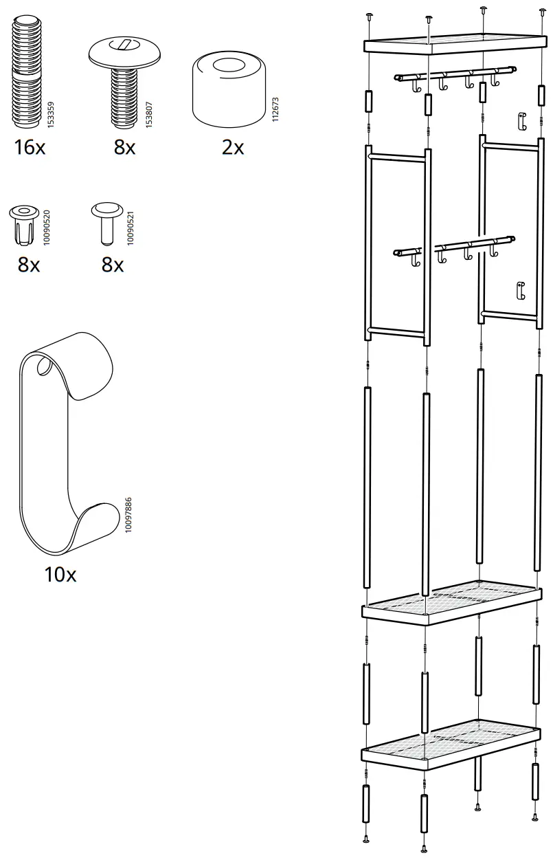 IKEA MACKAPAR Coat Rack with Shoe Storage Unit - Parts