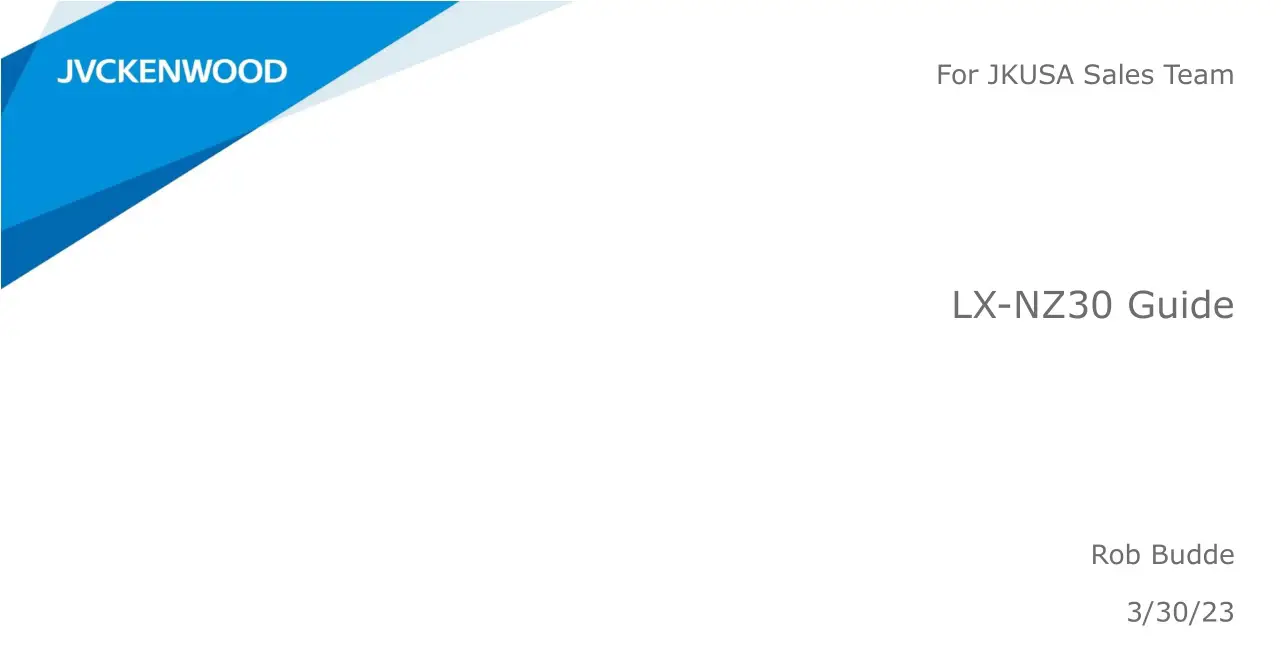 JVCKENWOOD LX-NZ30 High-Brightness Projector User Guide