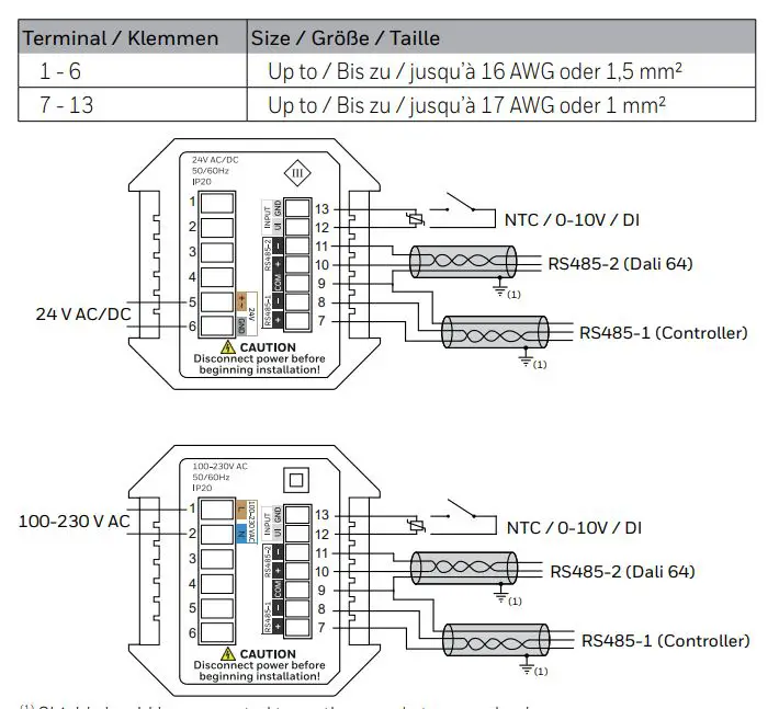 Honeywell TR80 Wall Module Instruction Manual - WIRING TERMINALS