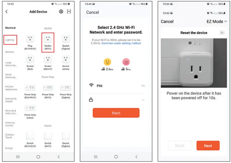 PNI WP800 SmartHome Wifi Programmable Smart Plug - next interface