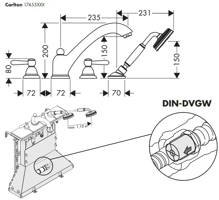 hansgrohe Carlton Bath Mixer with Lever Handles - overview 9