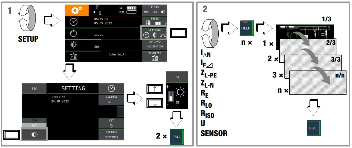 GOSSEN METRAWATT PROFITEST MF Series Tester - Settings