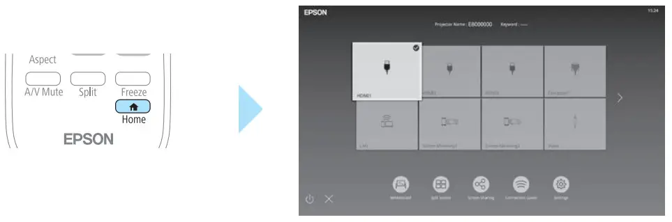 EPSON EB-775F HDTV LCD Beamer - Home Screen