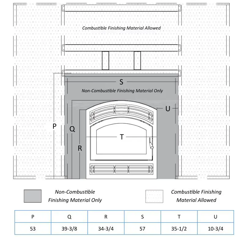 KOZY HEAT Z-42-Z-42-CD Wood Burning Fireplace - Finishing Dimensions