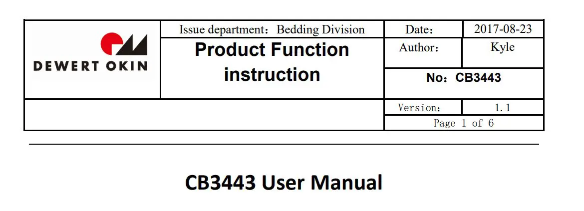 DEWERT OKIN CB3443 Control Box User Manual