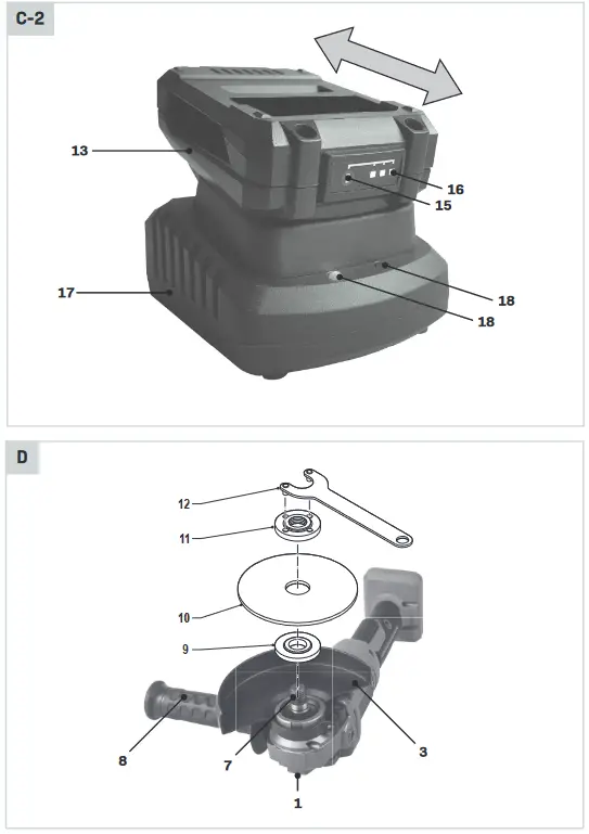 VONROC AG504DC Angle Grinder - fig 2