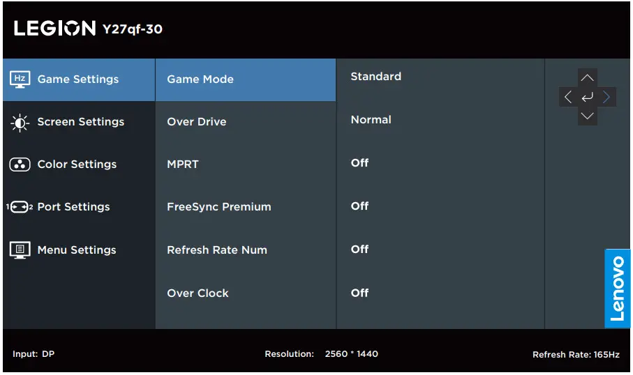 Lenovo F23270QY0 Monitor - controls