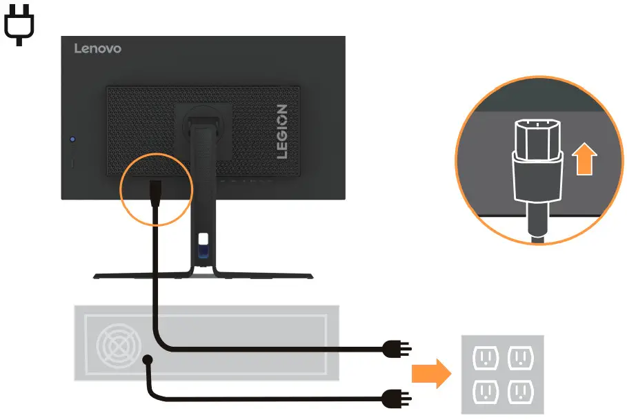 Lenovo F23270QY0 Monitor - power cord into the monitor
