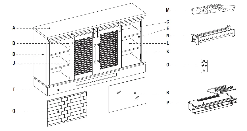 HOME DECORATORS COLLECTION 1361FM-26-353 Bramble Mesh Sliding Barn Door Electric Fireplace-fig-35