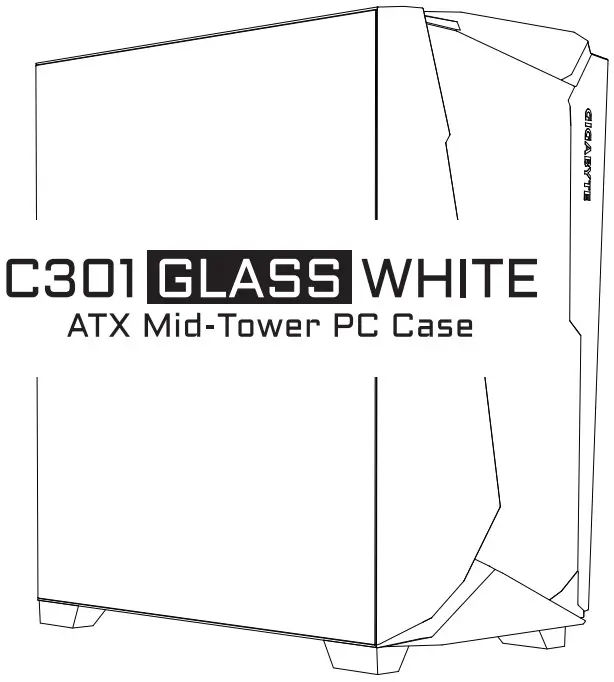 GIGABYTE C301G Glass White ATX Mid Tower PC Case 
