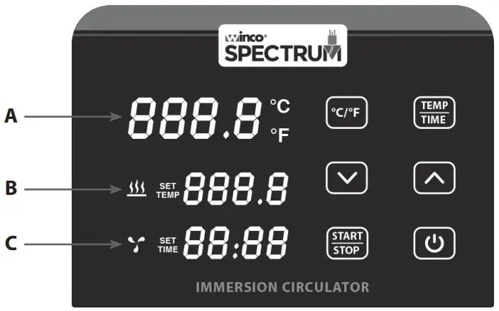 SPECTRUM ESVI 1800 Heavy Duty Immersion Circulator - control panel