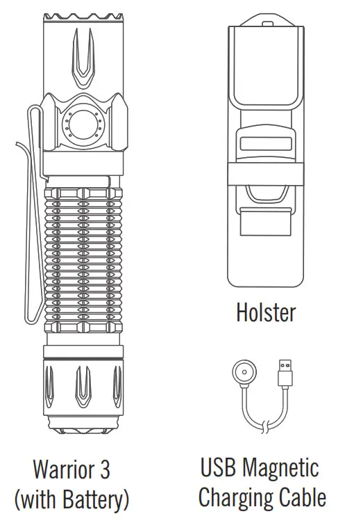 OLIGHT Warrior 3 Upgraded Dual Switch Tactical Torch Black - fig