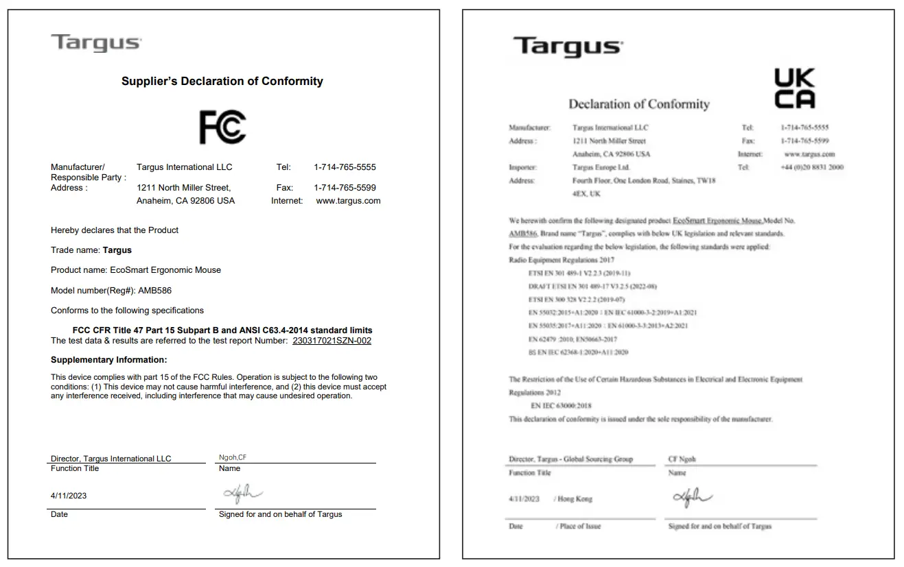 Declaration of Conformity