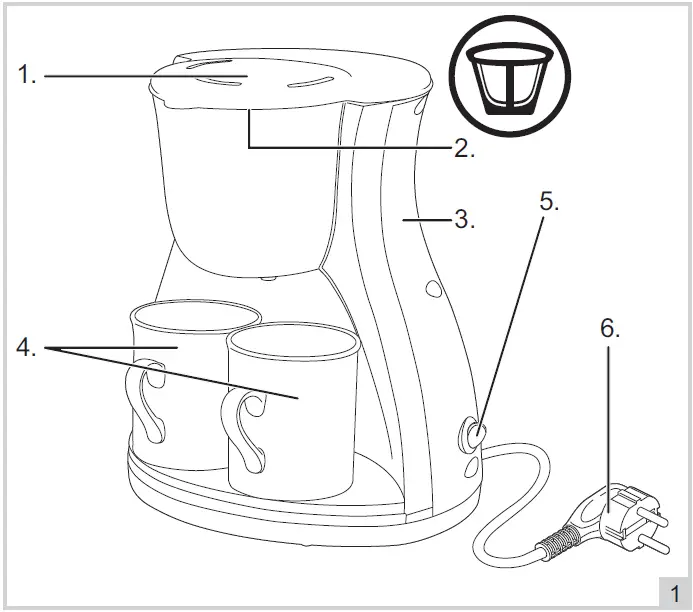 CM8007BE Duo Coffee Maker Machine with Two Cups 1