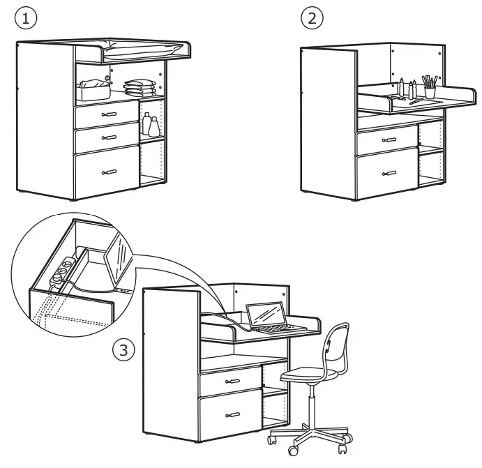IKEA SMÅSTAD Loft Bed White - changing table