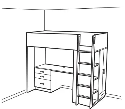 IKEA SMÅSTAD Loft Bed White - doors