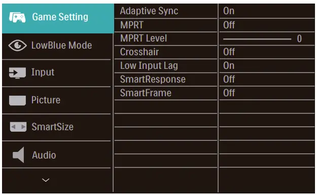 Description of the On Screen Display