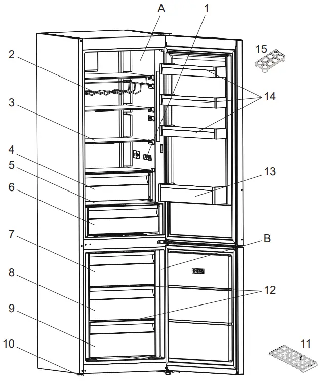 AEG RCB636E2MX Freezer Fridge - COMPARTMENTS