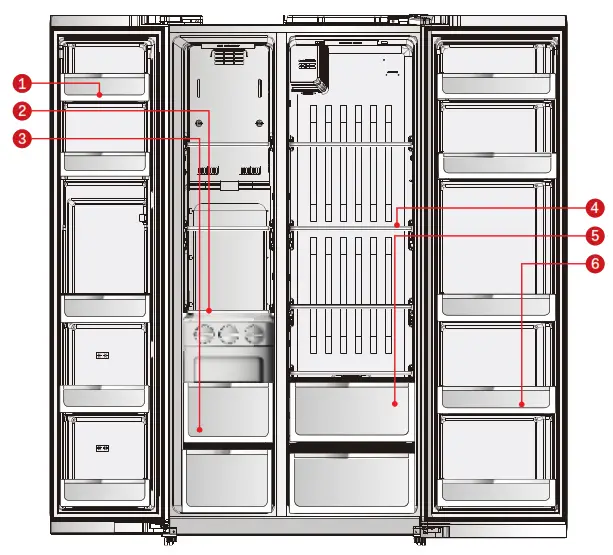 TEKA TSBS584X 532L Side-by-Side Refrigerator - Product Components