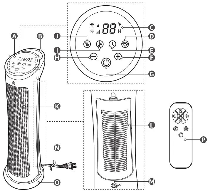 amazon basics BO9PGNYNMW Digital Tower Heater 28 Inch - Appliance Description 1