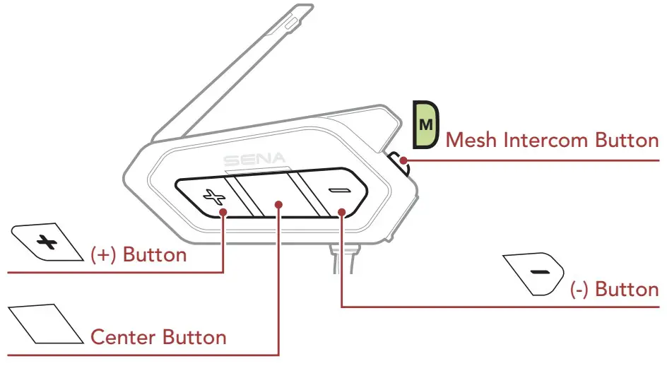 SENA 50R Mesh Intercom Headset - Buttons
