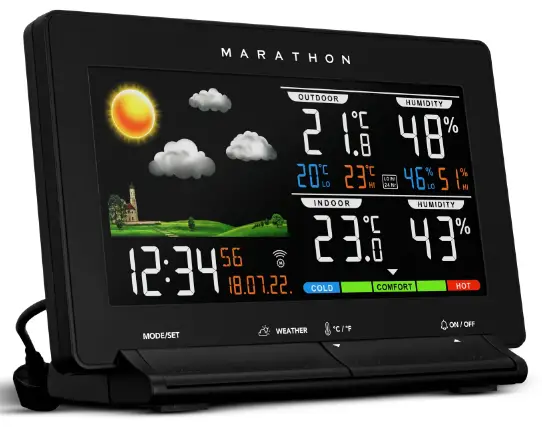 MARATHON BA030021 Weather Station with Large Colour Display