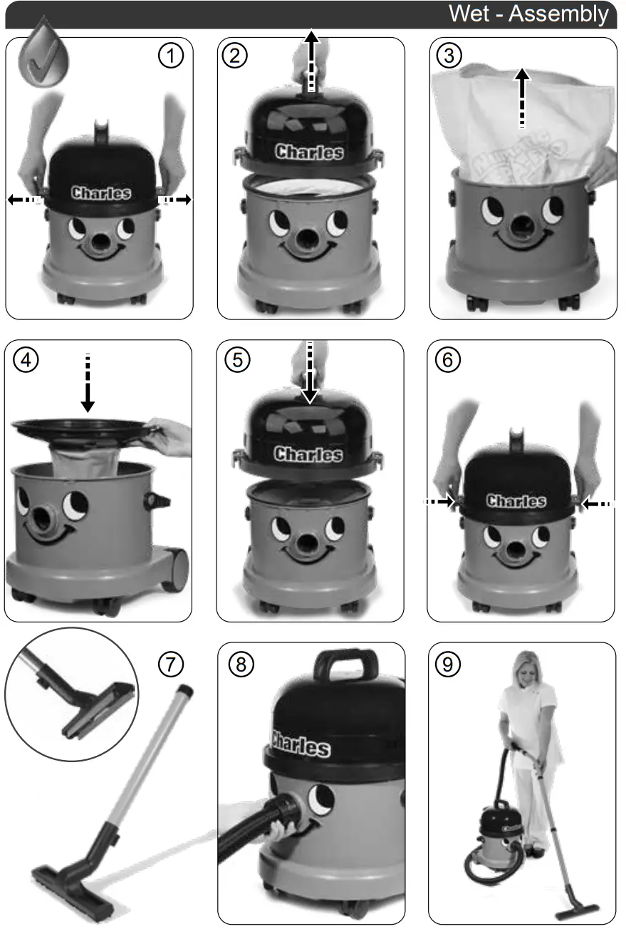 Numatic WV 470 Wet or Dry Vacuum Cleaner - Assembly