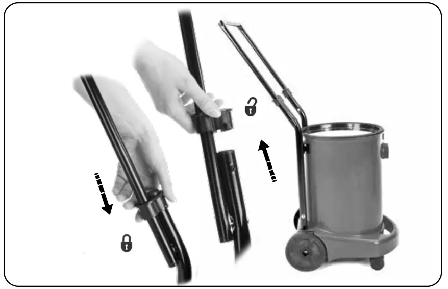 Numatic WV 470 Wet or Dry Vacuum Cleaner - Locking Instructions