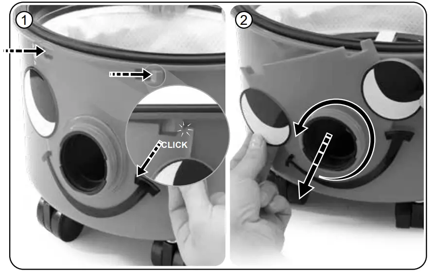 Numatic WV 470 Wet or Dry Vacuum Cleaner - Removing the face