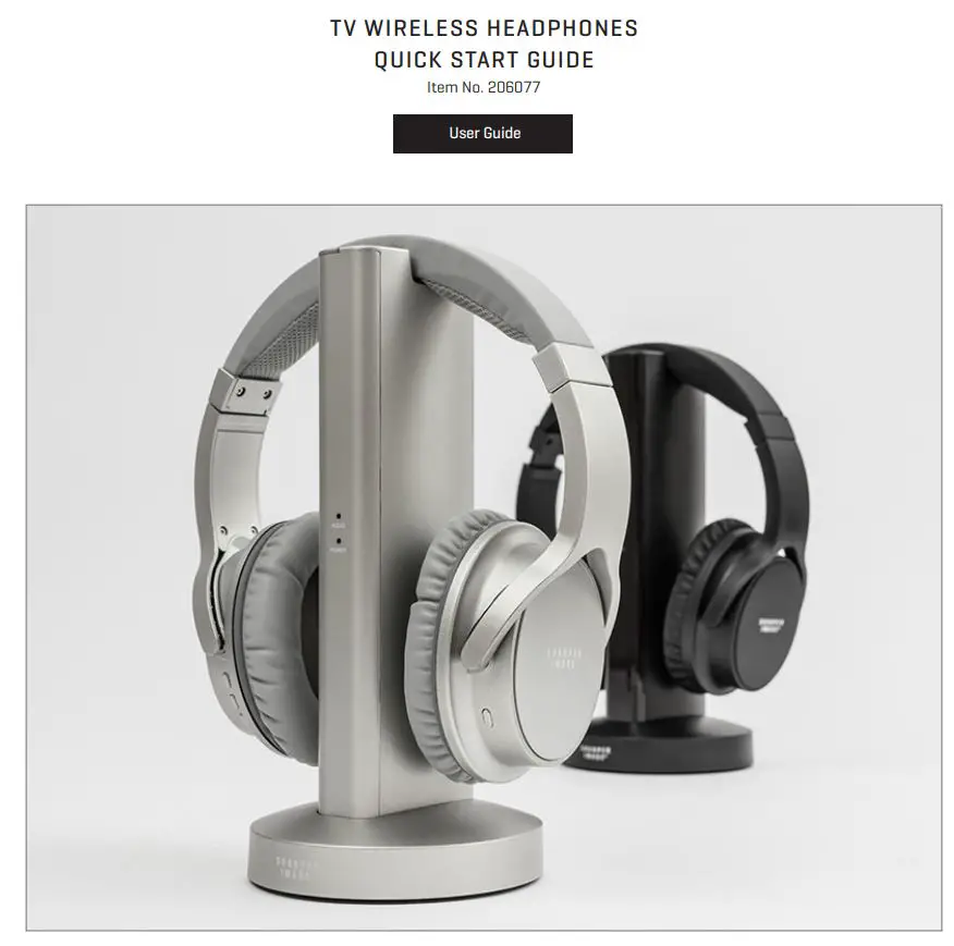 Sharper Image 206077 TV Wireless Headphones User Guide