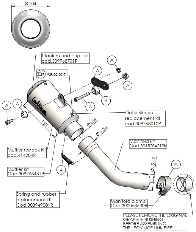 LeoVince 15204T Slip On LV-10 Titanium Exhaust - FIG 1