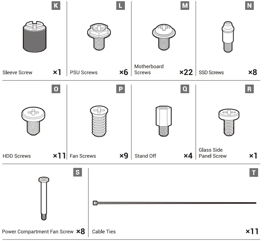 DEEPCOOL Cyclops Tempered Glass Side Panel Mid-Tower ATX Case - Accessories Kit