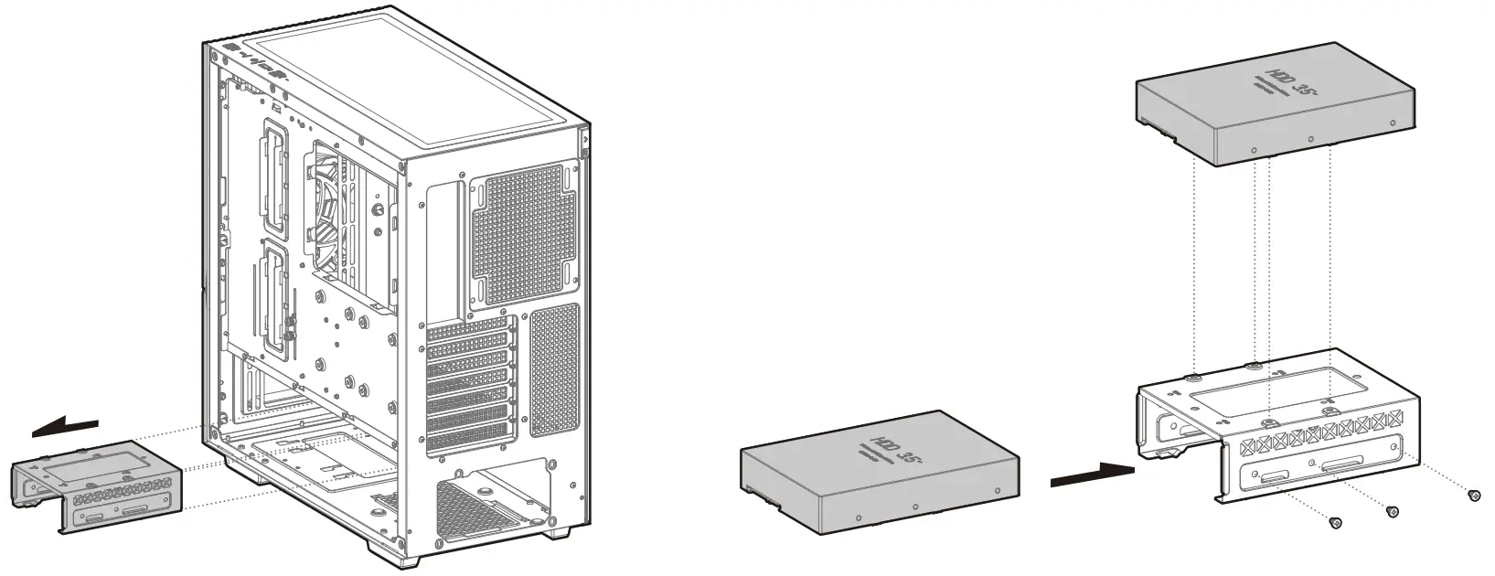 DEEPCOOL Cyclops Tempered Glass Side Panel Mid-Tower ATX Case - Installing The HDD