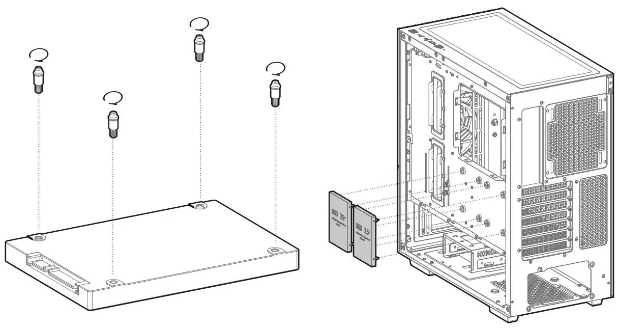 DEEPCOOL Cyclops Tempered Glass Side Panel Mid-Tower ATX Case - Installing The SSD